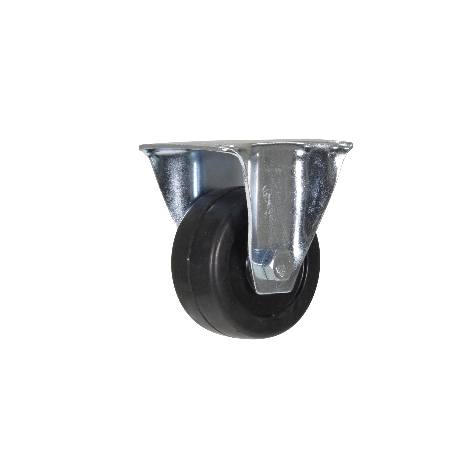 Vestil Rubber Rigid Caster - 2in. x 1in., Black, Zinc Plated, Model# CST-VE-2X1RU-R
